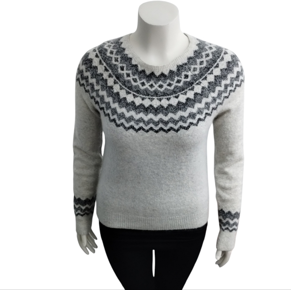 ARTISAN NY Women's Fair Isle Cozy Wool Mohair Blend‎ Sweater size M  Academia